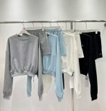 Round neck letter print set loose sports shorts two-piece set
