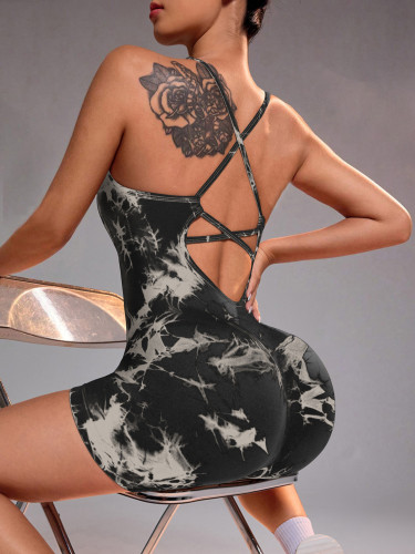 Tie dye fitness clothes, quick drying clothes for external wear, yoga jumpsuit