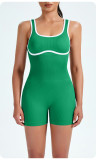 Seamless one-piece yoga suit, sports elastic vest, contrasting color jumpsuit