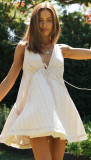 V-neck front and rear drawstring large swing short skirt irregular dress