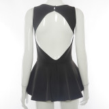 Deep V backless sleeveless dress