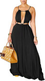 Sleeveless hollow backless long skirt solid color jumpsuit