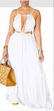 Sleeveless hollow backless long skirt solid color jumpsuit