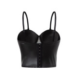 Fish bone corset leopard print motorcycle vest