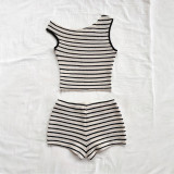 Striped vest shorts set