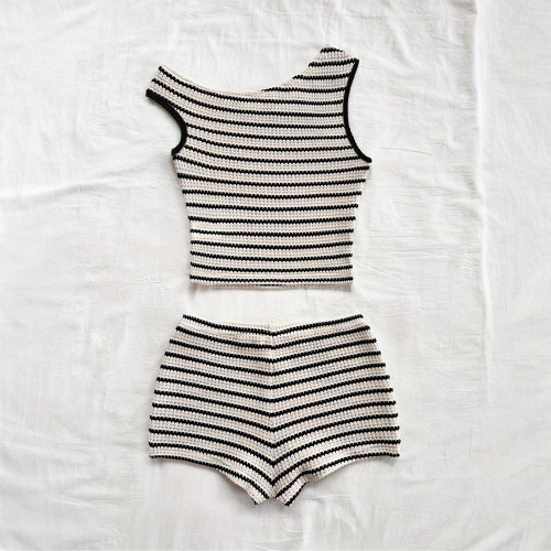 Striped vest shorts set
