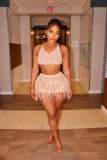 Knitted hand hook tassel strap hollow strapless set