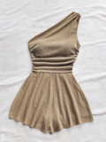 Shoulderless A-line short skirt