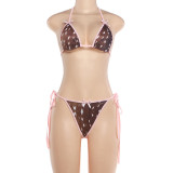 Bikini leopard print three-point two-piece set