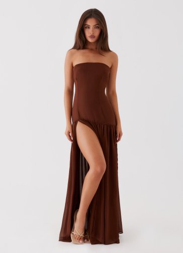 Splicing strapless long skirt