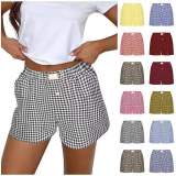 High waisted loose wide leg checkered shorts