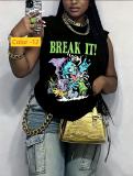 Loose and fun hot stamping loose sleeveless vest