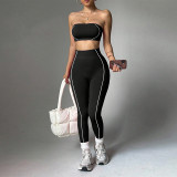 Color blocked chest top, pants, sportswear set