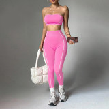 Color blocked chest top, pants, sportswear set