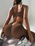 One piece long pants jumpsuit without chest cushion