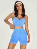 Seamless yoga shorts sports bra two-piece set
