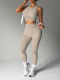 Short sleeved vest, high waist, hip lifting pants, yoga suit set
