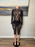Two piece lace women's shorts set
