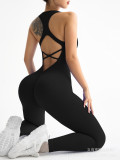 Seamless back tight fitting thread yoga jumpsuit