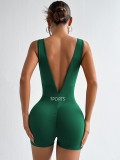Deep V-waist yoga jumpsuit, fitness suit, tight fitting short style