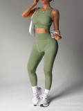 Short sleeved vest, high waist, hip lifting pants, yoga suit set