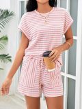 Striped short sleeved T-shirt shorts set