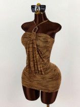 Backless sleeveless halter dress