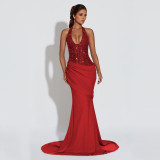 Hanging neck backless dress
