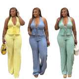 Sleeveless slim fit pants set