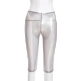 Slim fit elastic see through pants