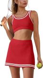 Knitted casual sports vest short skirt set