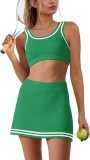 Knitted casual sports vest short skirt set