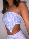Solid color multi-element trendy brand letter strapless