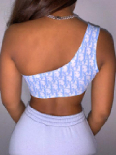Solid color multi-element trendy brand letter strapless