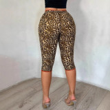 Leopard lace seven quarter leggings short pants