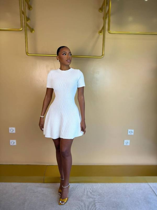 High waisted A-line dress