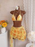 Strap bikini set three piece set