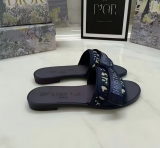 Embroidered Velcro lined flat slippers