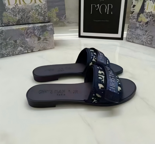 Embroidered Velcro lined flat slippers