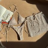 Mesh Three Piece Swimsuit Strap Swimsuit Bikini
