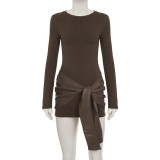 Front lace PU decorative dress