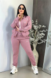 Embroidered letter zipper sweatshirt with multiple pockets and ankle cuffs, sports suit