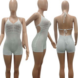 Knitted elastic hollow jumpsuit