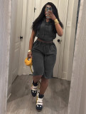 Elastic washed shorts set