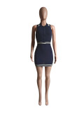 POLO collar zipper wrapped hip knit dress