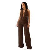 Hanging neck, swinging collar, big backless, tied rope, mesh, two-piece set
