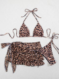 Leopard print bikini three piece set