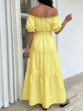 One shoulder Bubble Sleeve Princess Dress