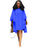 Large batball sleeve loose pleated long sleeved dress