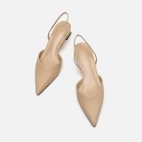 Large pointed square heel sandals with high heels and thin straps, single shoes